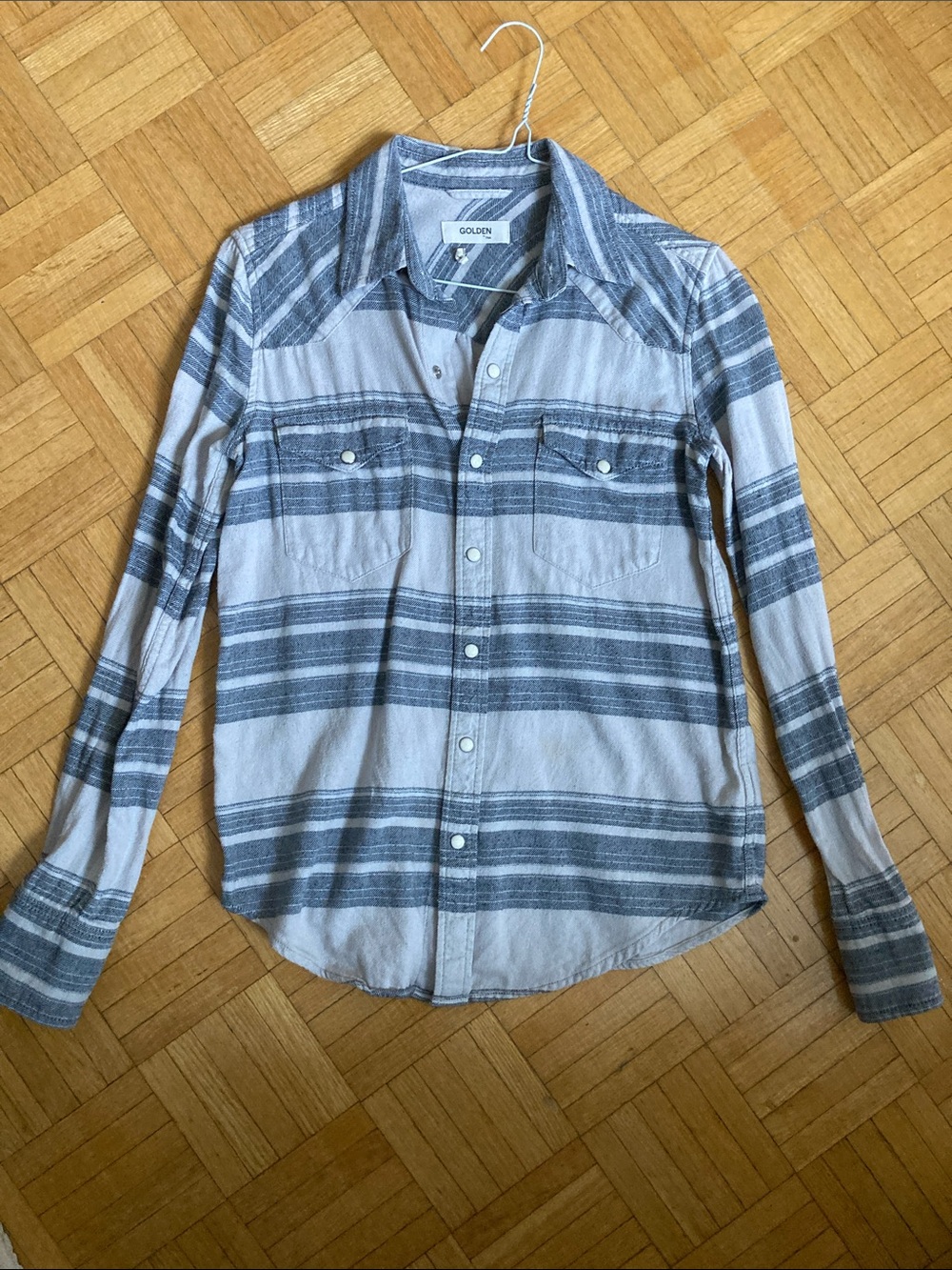 TNA Gray & White Striped Button-Down Shirt